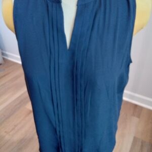 Hawthorne Plus Size XXL Navy Pleated Split Neck Sleeveless Top